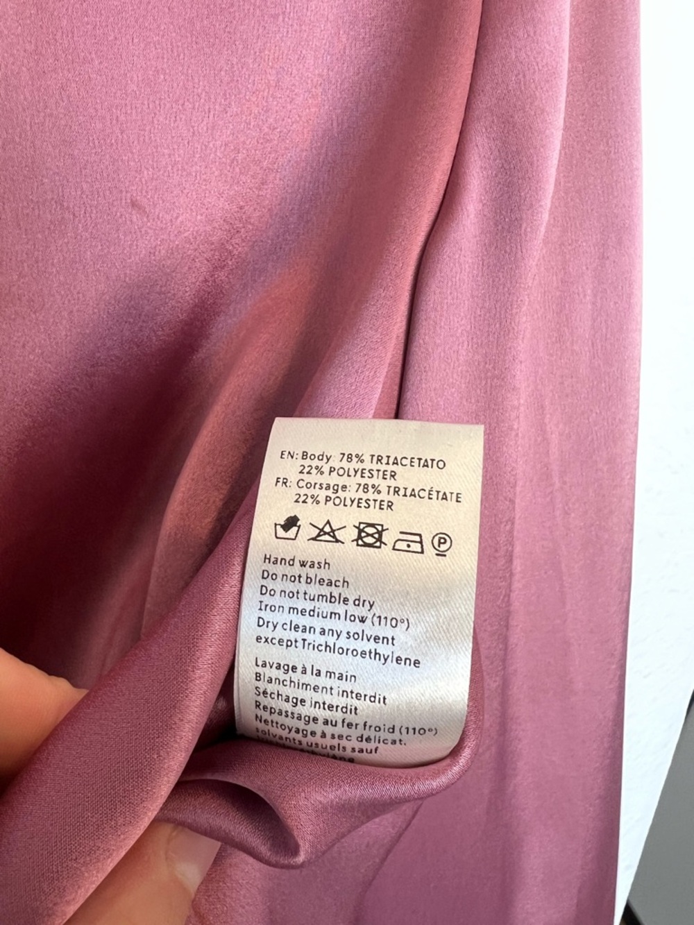 Nanushka Satin Button-Down Long Sleeve Blouse Top Rose Mauve FLAWED - Picture 7 of 7